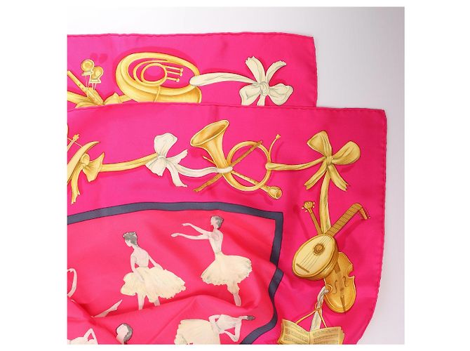 Foulard in seta Hermès Carré 90 "La Dance ballet" Rosa - vista 4