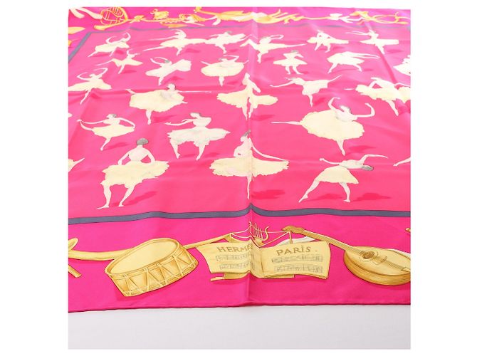 Foulard in seta Hermès Carré 90 "La Dance ballet" Rosa - vista 5
