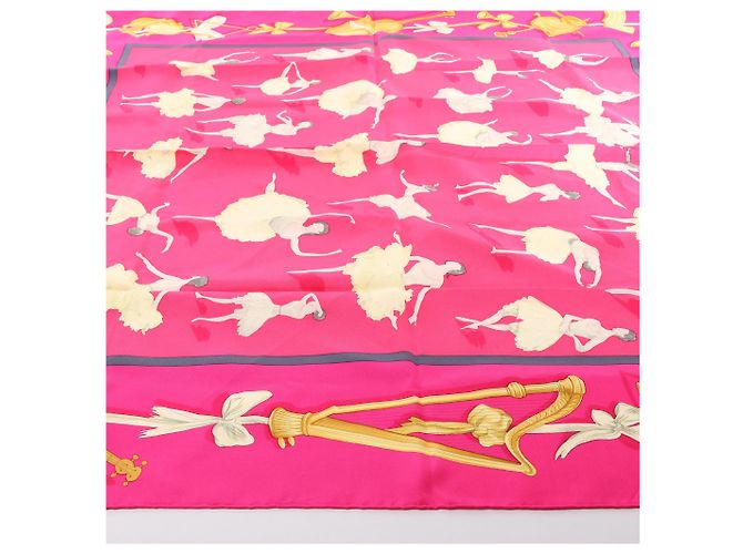 Foulard in seta Hermès Carré 90 "La Dance ballet" Rosa - vista 6