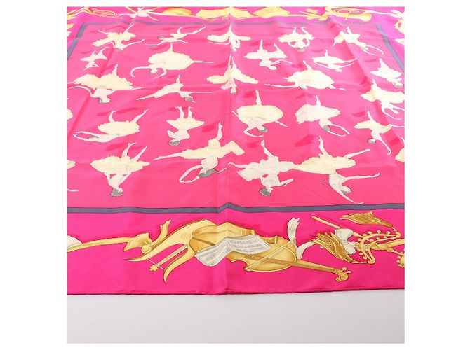 Foulard in seta Hermès Carré 90 "La Dance ballet" Rosa - vista 7