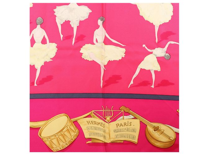 Foulard in seta Hermès Carré 90 "La Dance ballet" Rosa - vista 9