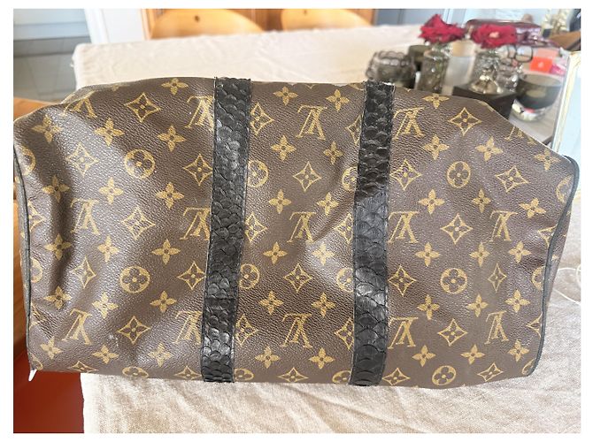 Borsa da viaggio Louis Vuitton Speedy personalizzata Marrone Nero Bianco - vista 7