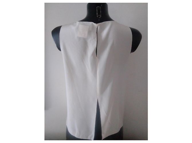 Top de seda sem mangas Chanel cor ecru - vista 2