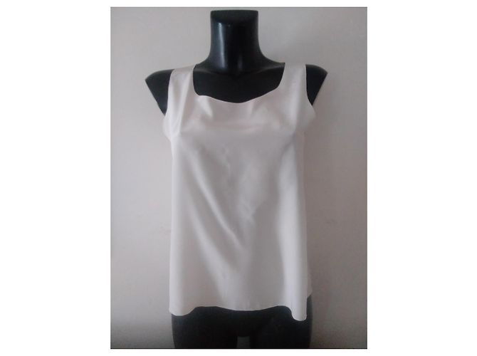 Top de seda sem mangas Chanel cor ecru - vista 4
