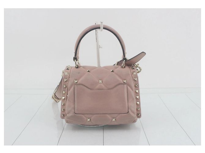 Valentino Garavani Rockstud Borsa a Mano in Pelle Rosa Cipria - vista 2