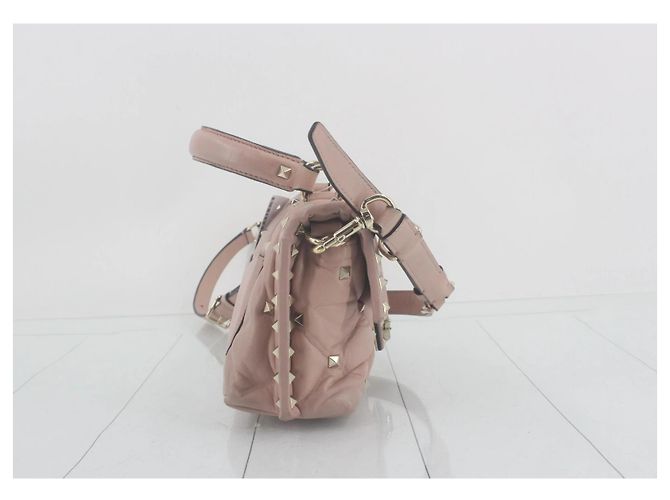 Valentino Garavani Rockstud Borsa a Mano in Pelle Rosa Cipria - vista 4