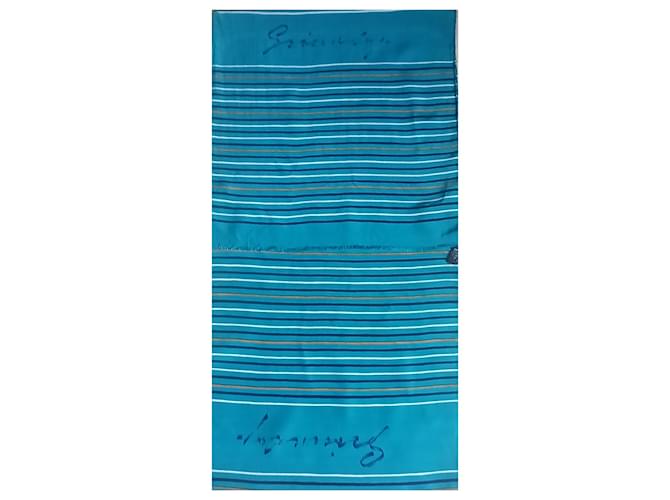 Givenchy Echarpe de seda com riscas azuis Azul Laranja Azul marinho - vista 3