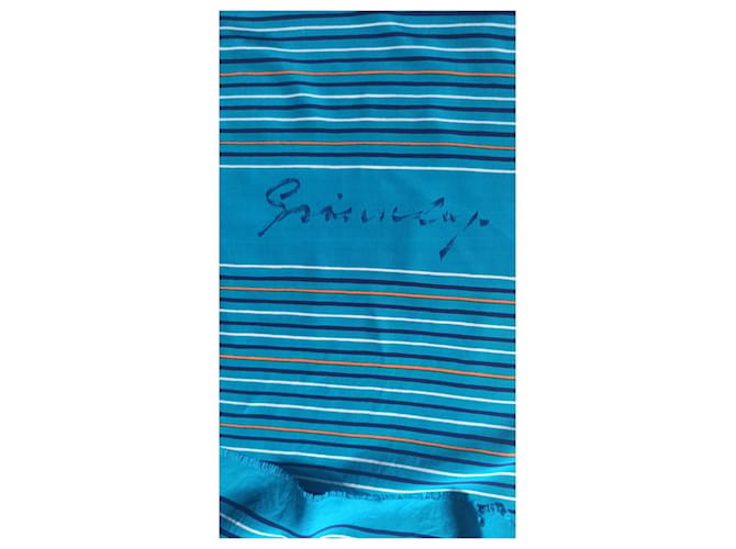 Givenchy Echarpe de seda com riscas azuis Azul Laranja Azul marinho - vista 4