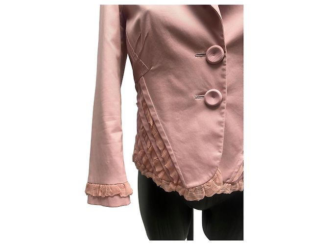 Blazer in misto cotone rosa vintage con volant John Galliano - vista 3