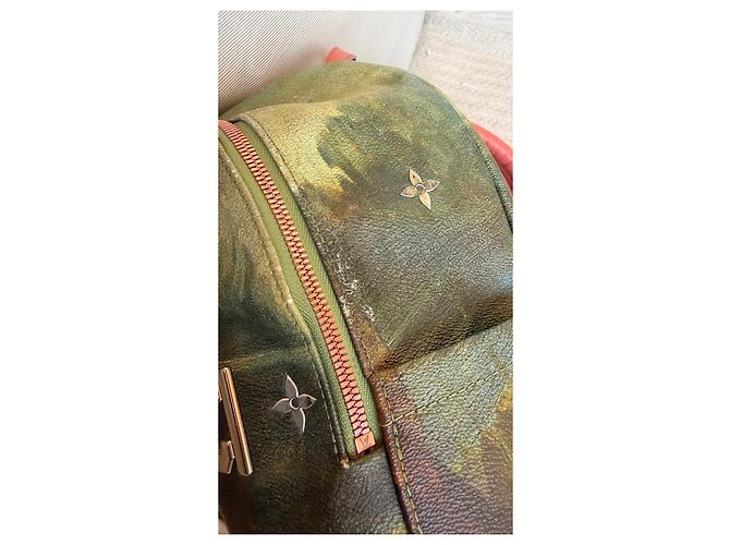 Zaino Louis Vuitton x Jeff Koons Masters Collection Mona Lisa Marrone Verde - vista 16