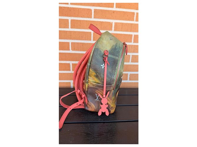 Zaino Louis Vuitton x Jeff Koons Masters Collection Mona Lisa Marrone Verde - vista 2
