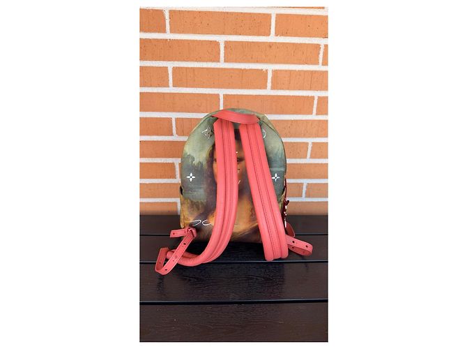 Zaino Louis Vuitton x Jeff Koons Masters Collection Mona Lisa Marrone Verde - vista 3