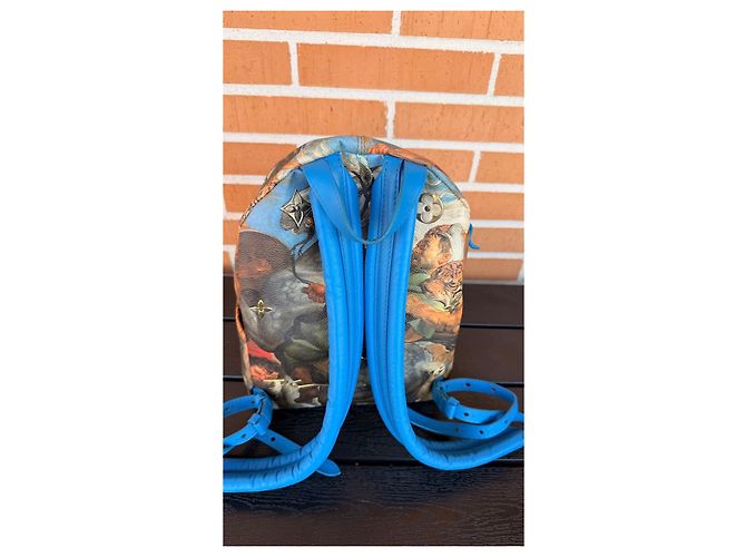 Louis Vuitton x Jeff Koons Masters Collection Zaino The Tiger Hunt Blu Multicolore - vista 4