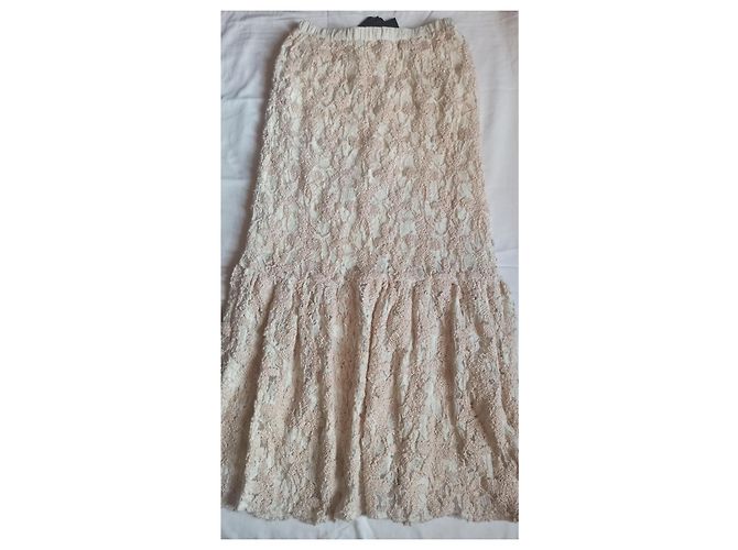 Autre Marque Twinset Simona Barbieri Falda Larga de Encaje Beige - vista 2