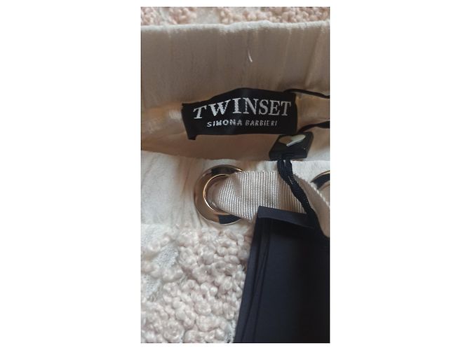 Autre Marque Twinset Simona Barbieri Falda Larga de Encaje Beige - vista 5