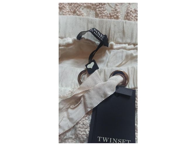 Autre Marque Twinset Simona Barbieri Falda Larga de Encaje Beige - vista 6