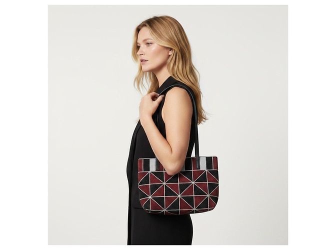Borsa Tote Fendi con perline geometriche Nero Bianco Rosso Grigio - vista 2
