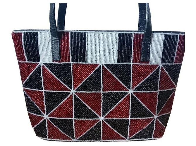 Borsa Tote Fendi con perline geometriche Nero Bianco Rosso Grigio - vista 5