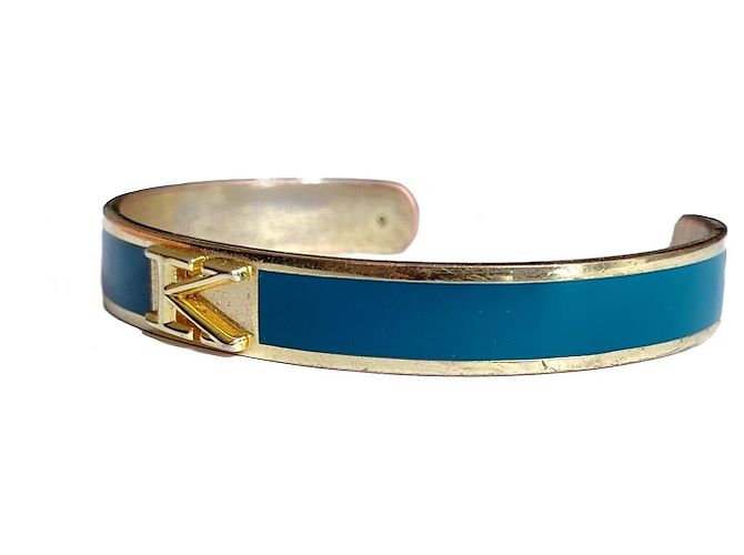 Bracciale rigido Michael Kors MK Logo smalto ottanio D'oro - vista 3