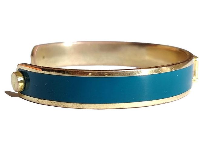 Bracciale rigido Michael Kors MK Logo smalto ottanio D'oro - vista 5