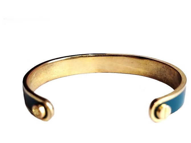 Bracciale rigido Michael Kors MK Logo smalto ottanio D'oro - vista 6