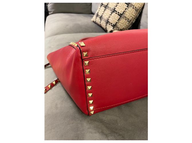 Valentino Garavani Borsa Tote Rockstud in Pelle Rossa Rosso - vista 11