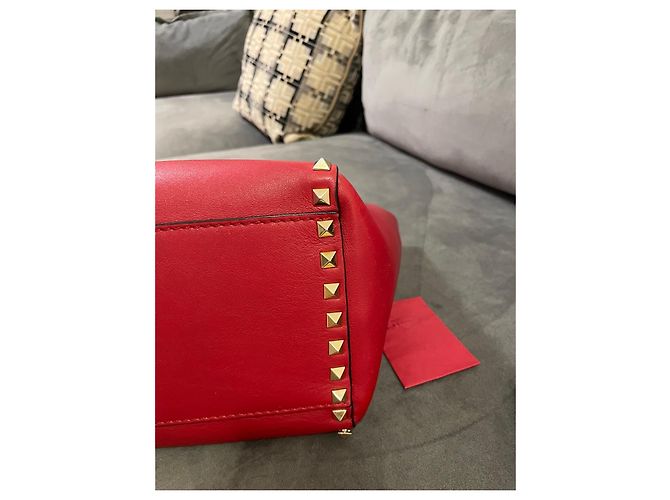 Valentino Garavani Borsa Tote Rockstud in Pelle Rossa Rosso - vista 6
