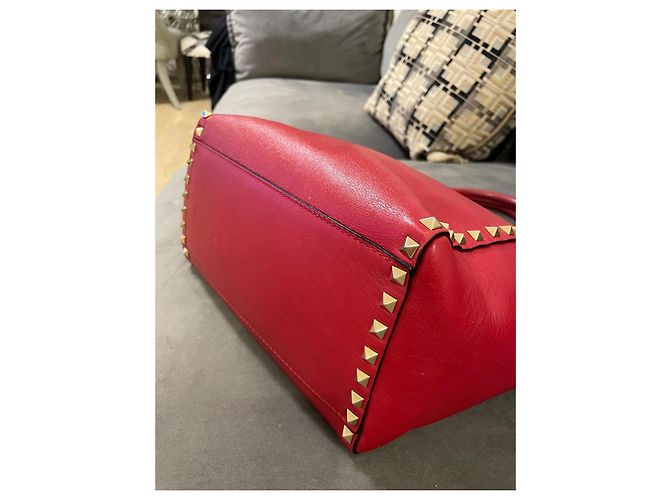 Valentino Garavani Borsa Tote Rockstud in Pelle Rossa Rosso - vista 8