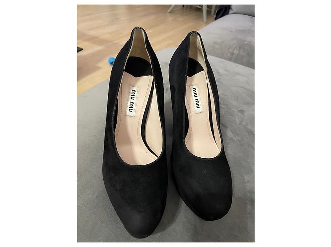 Miu Miu Décolleté con plateau in scamosciato nero - vista 6
