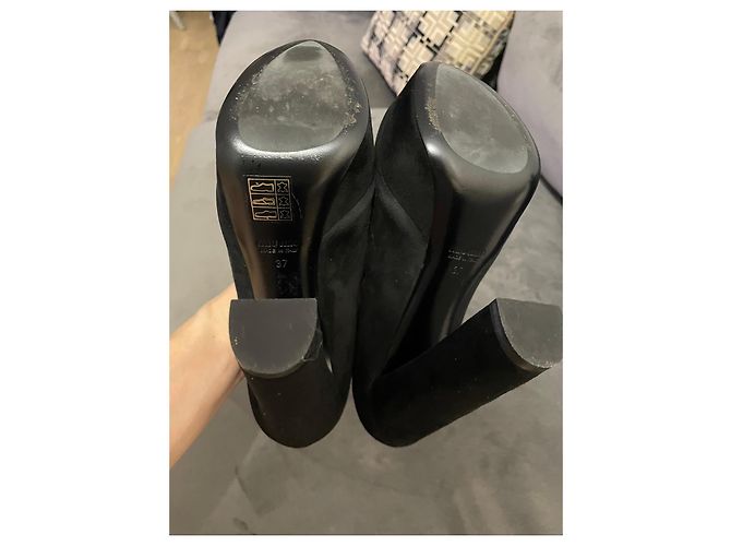 Miu Miu Décolleté con plateau in scamosciato nero - vista 7