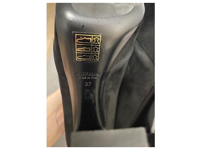 Miu Miu Décolleté con plateau in scamosciato nero - vista 8