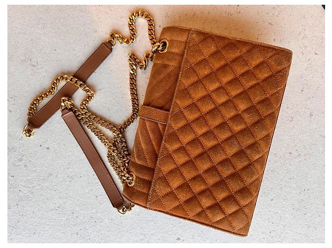 Borsa Saint Laurent in scamosciato marrone - vista 9