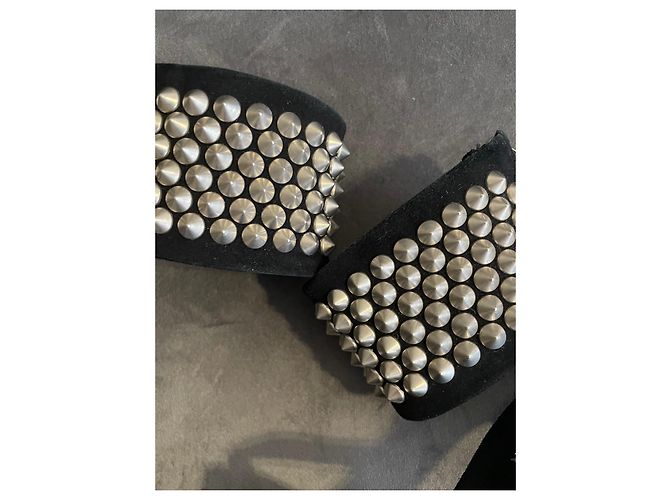 Balmain x Giuseppe Zanotti Sandali con tacco in scamosciato nero con borchie - vista 7