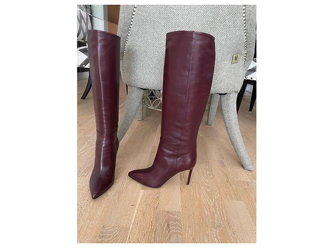 Gucci Stivali alti a punta in pelle bordeaux Bordò - vista 2