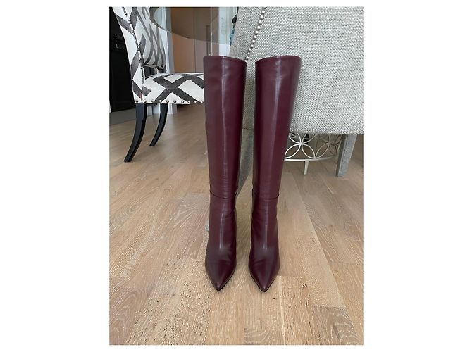 Gucci Stivali alti a punta in pelle bordeaux Bordò - vista 3
