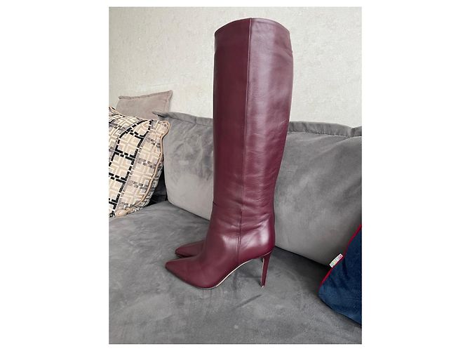 Gucci Stivali alti a punta in pelle bordeaux Bordò - vista 9