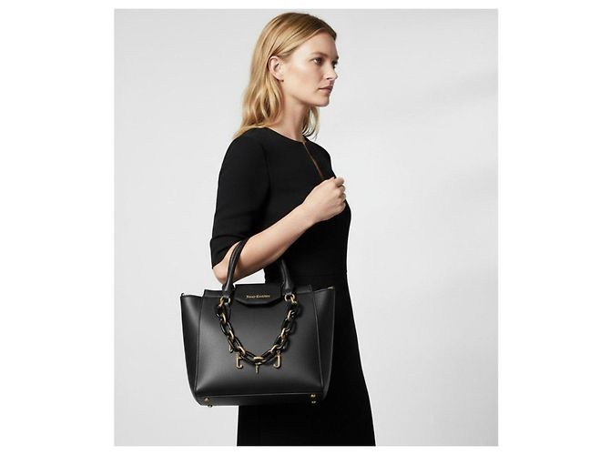 Juicy Couture Borsa in pelle nera con catena Nero - vista 2