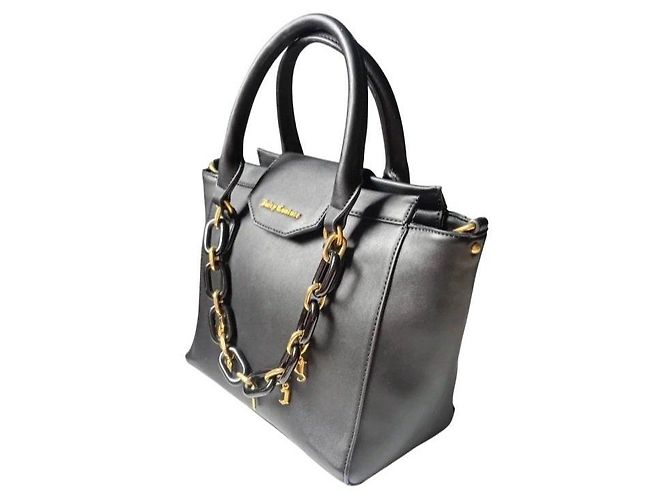 Juicy Couture Borsa in pelle nera con catena Nero - vista 4