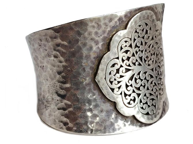 Autre Marque Lois Hill Bracciale Rigido Argento 925 Martellato - vista 4
