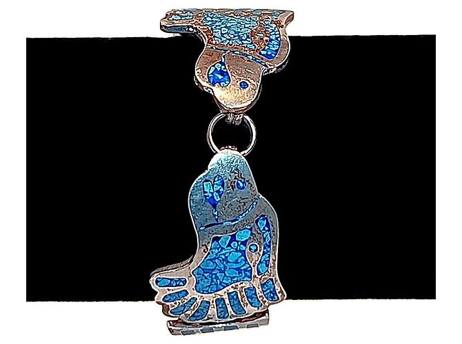 Bracciale Mexicana Argento 925 e Turchese Motivo Uccello - vista 2