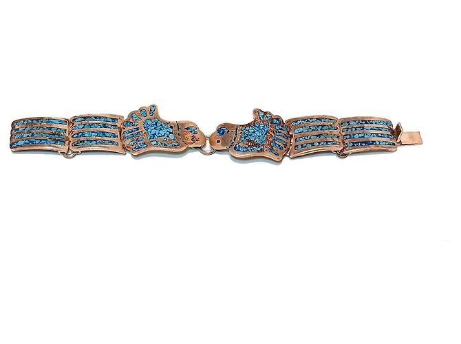 Bracciale Mexicana Argento 925 e Turchese Motivo Uccello - vista 3