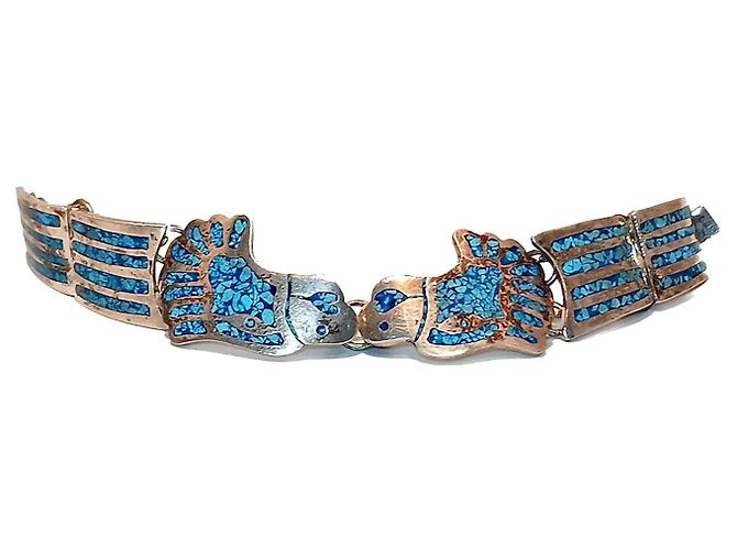 Bracciale Mexicana Argento 925 e Turchese Motivo Uccello - vista 5