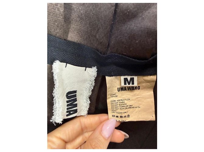 Autre Marque Uma Wang Vestido de seda plisado marrón Castaño - vista 3