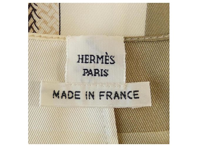Hermès Vestido de seda Twillaine Hermes Blanco Beige - vista 4