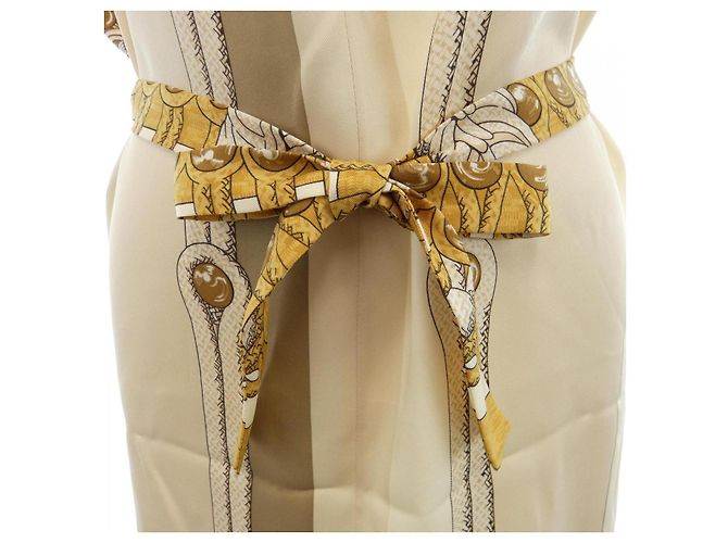 Hermès Vestido de seda Twillaine Hermes Blanco Beige - vista 7