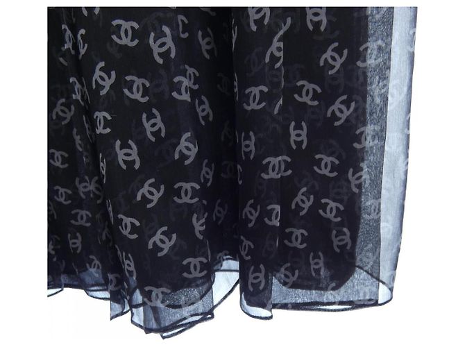 Timeless Gonna in seta Chanel Marrone Nero - vista 7
