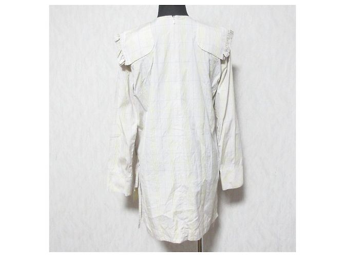 Autre Marque Yori Bluse mit Rüschen an den Schultern und Karomuster Beige - Ansicht 2