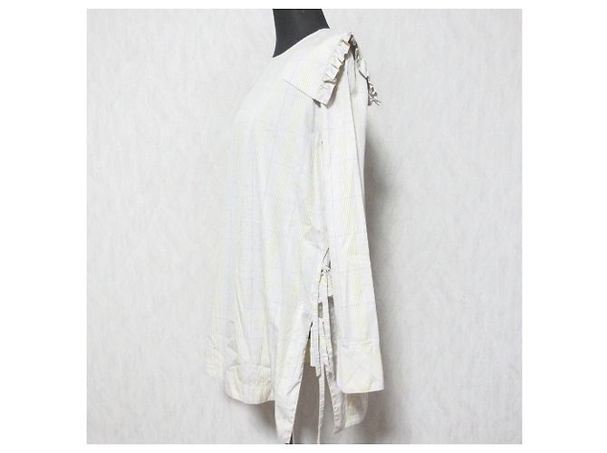 Autre Marque Yori Bluse mit Rüschen an den Schultern und Karomuster Beige - Ansicht 3