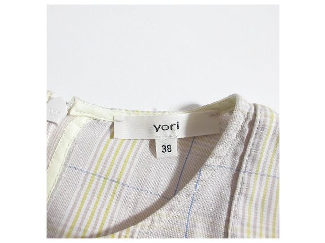 Autre Marque Yori Bluse mit Rüschen an den Schultern und Karomuster Beige - Ansicht 8