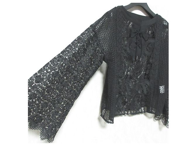 Autre Marque Top con apliques de encaje GRACE CONTINENTAL Negro - vista 3
